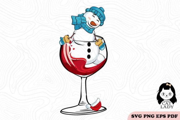 Blue Snowman Wine Glass Christmas SVG PNG Review