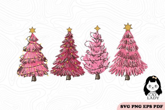 Pink Christmas Trees SVG PNG Review