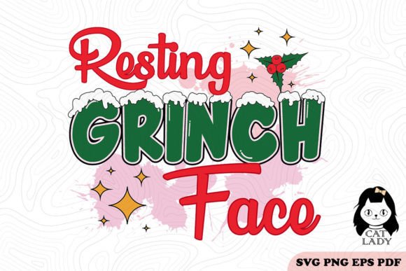 Resting Grinch Face SVG PNG Review for Embroidery