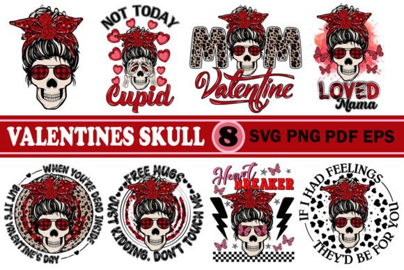 Valentine Skull SVG PNG Bundle Review